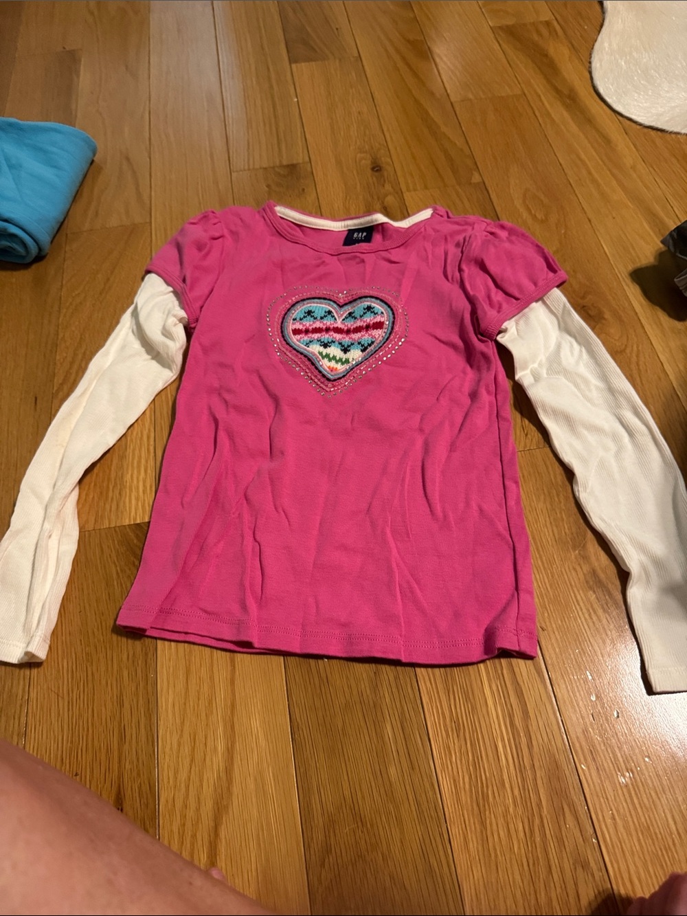 Gap Girls Long Sleeve Heart Top Size Small